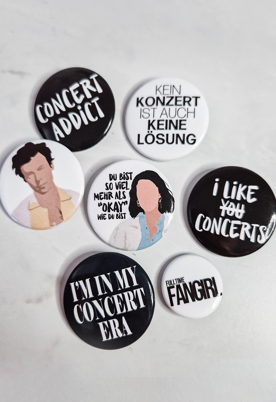 Konzert Buttons - einzeln und im Bundle | Konzertbuttons | Fanbuttons | Musikbuttons | Konzertmerch