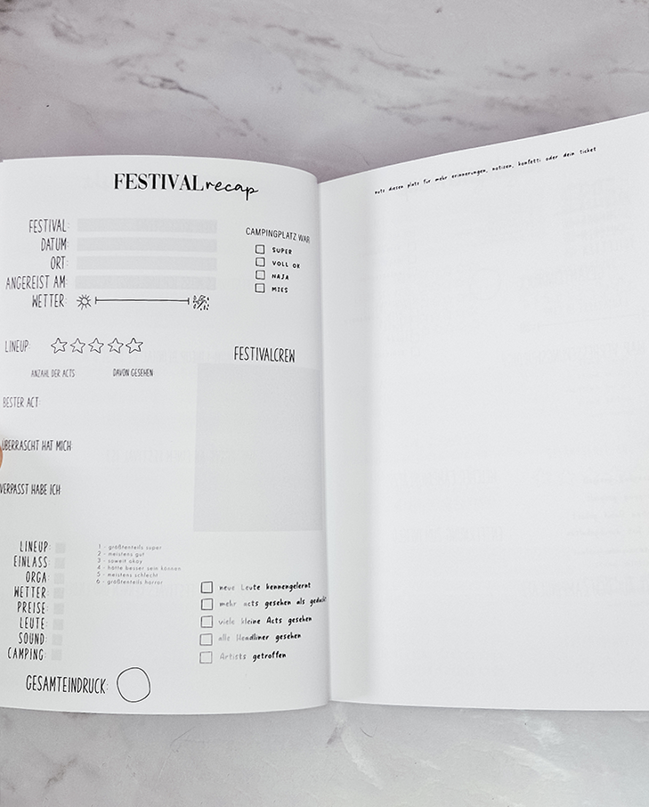 Festival Tagebuch | A5 | Konzertfreunde & Konzertliebe | FestivalJournal