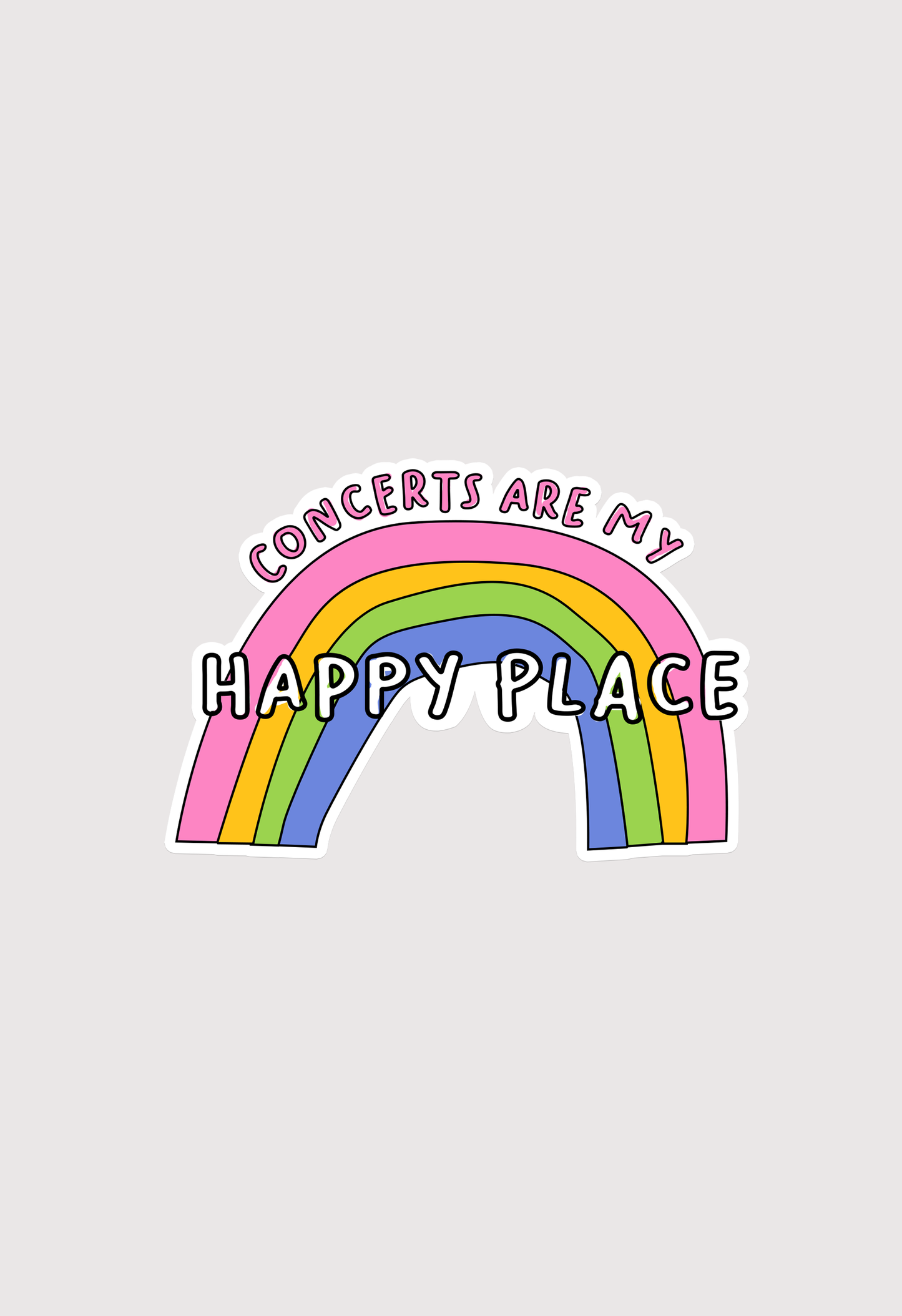 Concerts are my happy place | Regenbogen | Konzert-Sticker