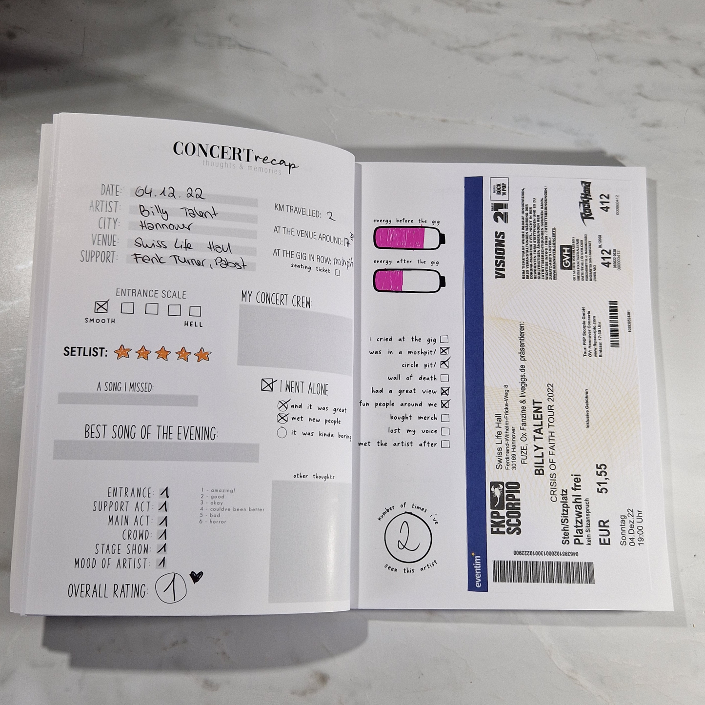 Volume 2: The Concert Journal | A5 Konzerttagebuch | mit Budget Planer |