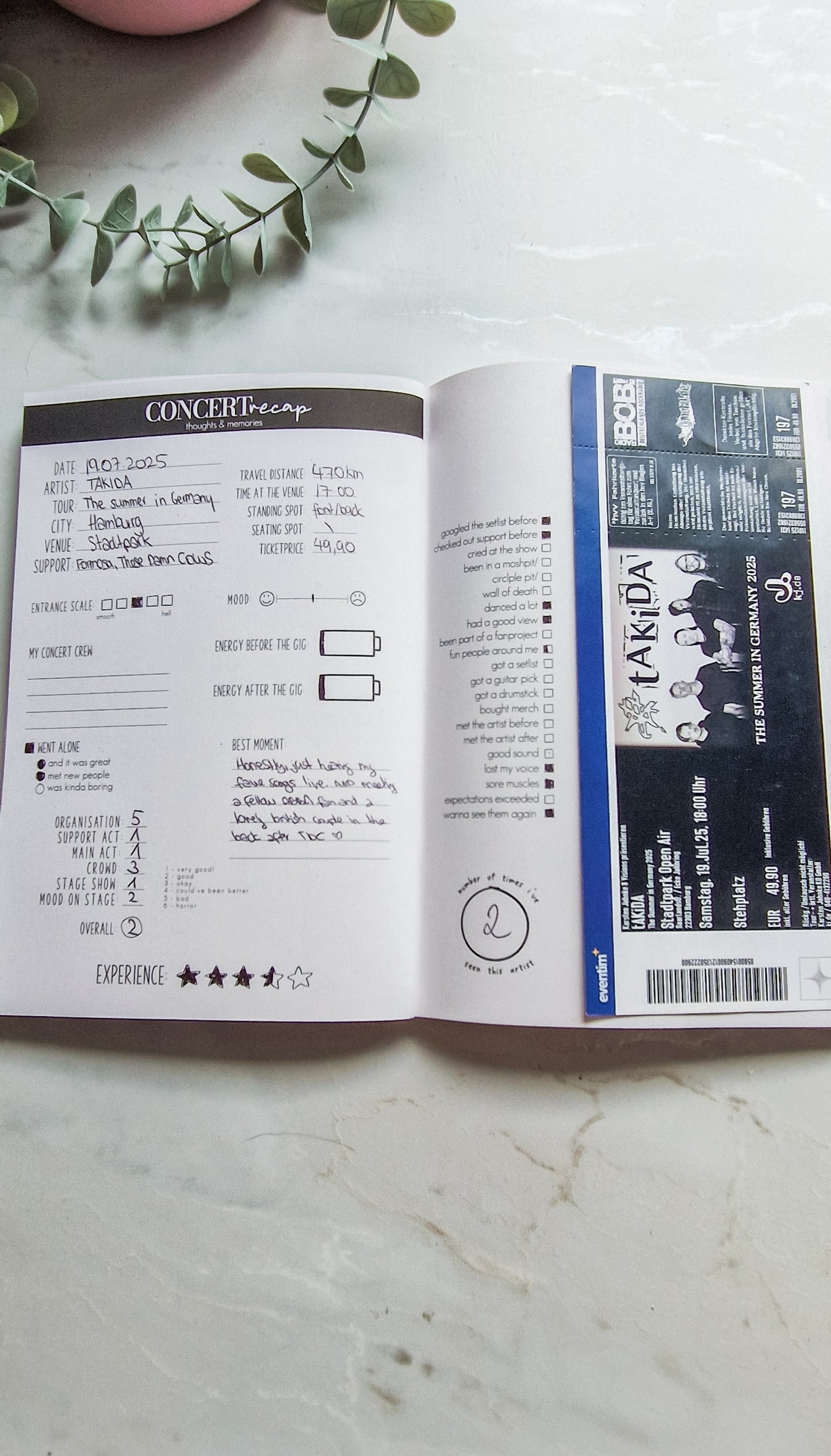Konzerttagebuch Volume 4 NEU | nachhaltig | Concert Recaps mit 4 Seiten | Konzertjournal | A5 | für 30 Konzerte