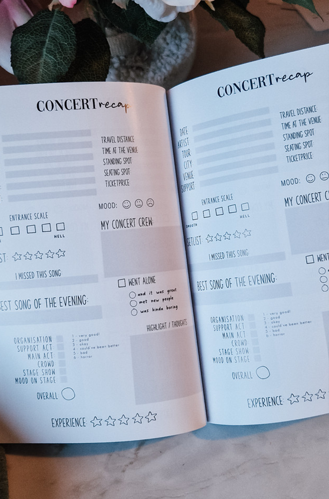 Volume 1 Concert Journal: Eat. Sleep. Concerts. Repeat. | A5 concert diary | SALE