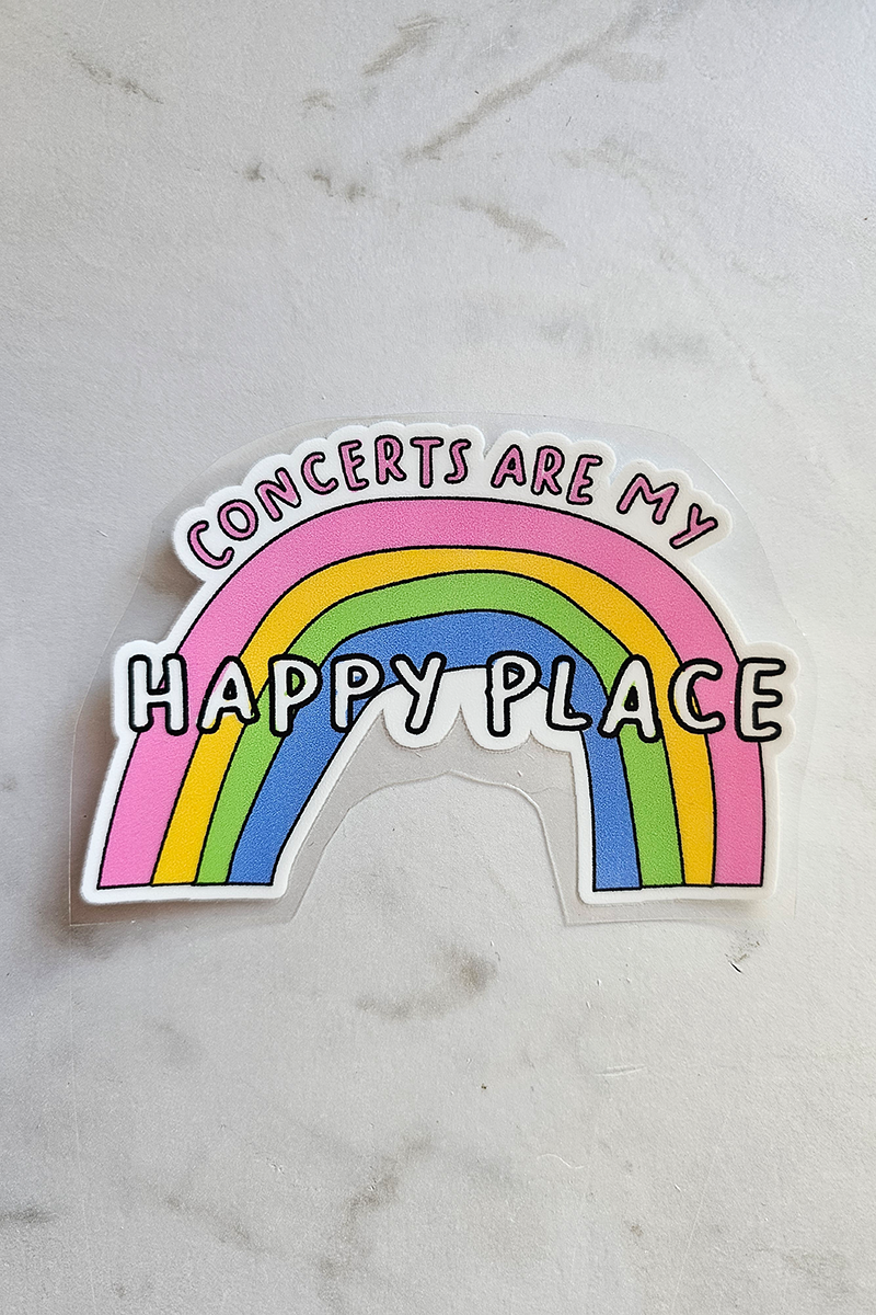 Concerts are my happy place | Regenbogen | Konzert-Sticker