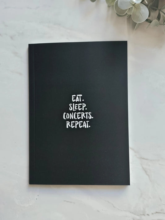 Volume 1 Concert Journal: Eat. Sleep. Concerts. Repeat. | A5 concert diary | SALE